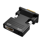 محول HDMI أنثى إلى VGA ذكر مع محول صوت لشاشة الكمبيوتر والتلفاز وجهاز العرض، أبيض، ذهبي، أسود