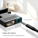 محول HDMI أنثى إلى VGA ذكر مع محول صوت لشاشة الكمبيوتر والتلفاز وجهاز العرض، أبيض، ذهبي، أسود