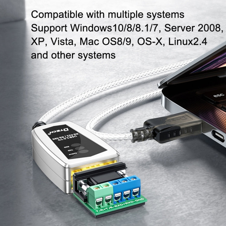محول صناعي DTECH DT-5019 من USB إلى RS485/422، محول خط اتصال تسلسلي، DT-5019 بطول 1.2 متر