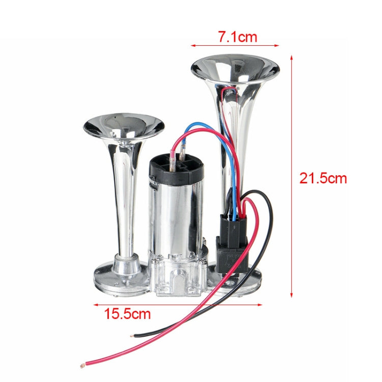 ST-1018S 600DB 12V Double-tube Metal Conjoined Electric Pump Car Horn with Relay, ST-1018S 12V