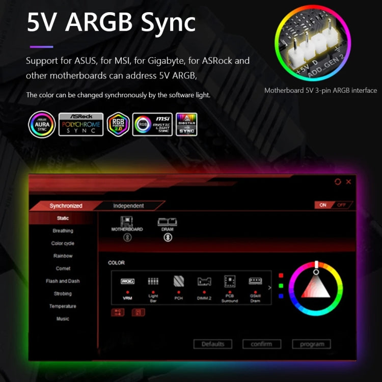 شريط إضاءة هيكل ARGB شريط LED سيليكوني زخرفي للكمبيوتر، Y360 دائري