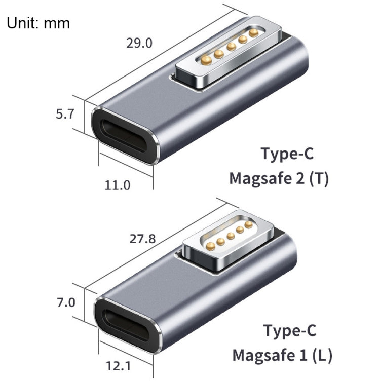 محول شحن Type-C/USB-C إلى Magsafe1/2 يدعم الشحن PD، Type-C إلى Magsafe 1 L، Type-C إلى Magsafe 2 T