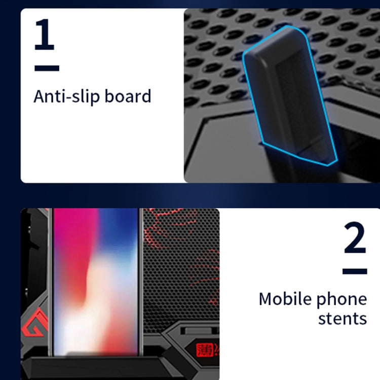 مبرد لابتوب للألعاب CoolCold مقاس 17 بوصة بست مراوح ومنفذي USB وسرعة 2600 دورة في الدقيقة