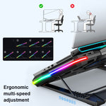 مبرد لابتوب CoolCold بخمسة مراوح ومنفذي USB وحامل تبريد للألعاب، الإصدار: Touch Symphony أزرق