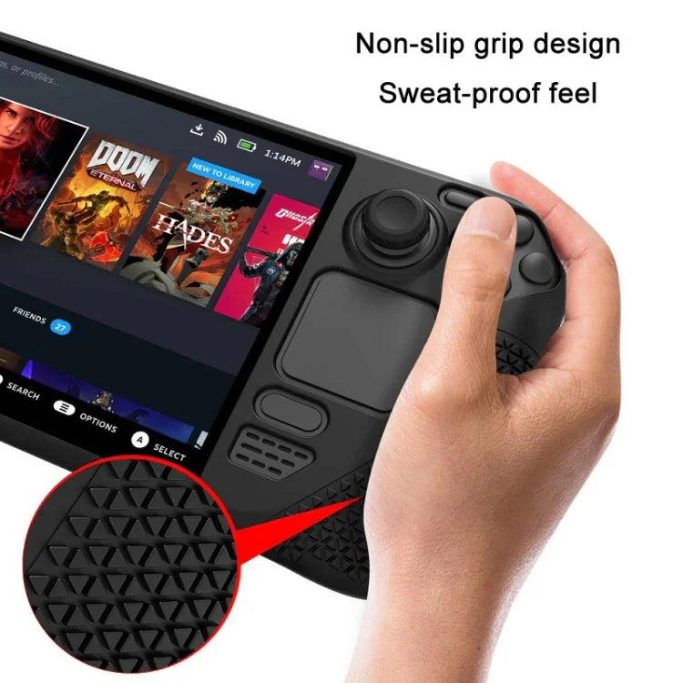 غطاء سيليكون شامل مع غطاء زر لـ Steam Deck، (أسود)، (أزرق)، (أحمر)، (وردي)