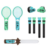 مجموعة رياضية 7 في 1 DOBE TNS-2123 سيف ضوئي رياضي + حزام ساق + مضرب تنس + حزام معصم لجهاز Nintendo Switch، DOBE 7 في 1