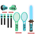 مجموعة رياضية 7 في 1 DOBE TNS-2123 سيف ضوئي رياضي + حزام ساق + مضرب تنس + حزام معصم لجهاز Nintendo Switch، DOBE 7 في 1