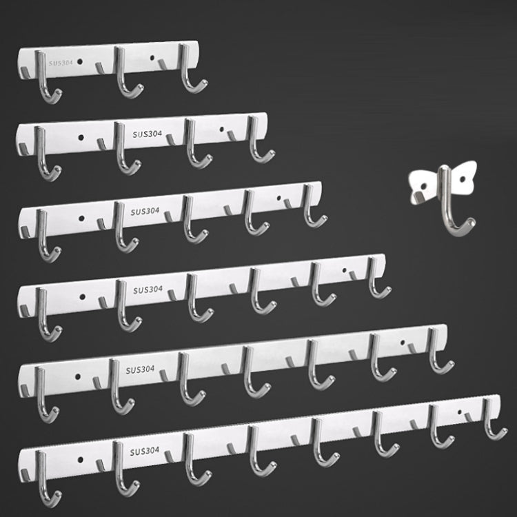 304 Stainless Steel No Punching Door Rear Coat Hook, 3 Hooks, 4 Hooks, 6 Hooks, 7 Hooks, 8 Hooks, 201 Butterfly Hook