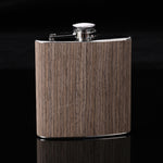 6oz Wood Leather Hip Flask Stainless Steel Whiskey Wine Alcohol Flagon, Style 1, Style 2, Style 3, Style 4, Style 5