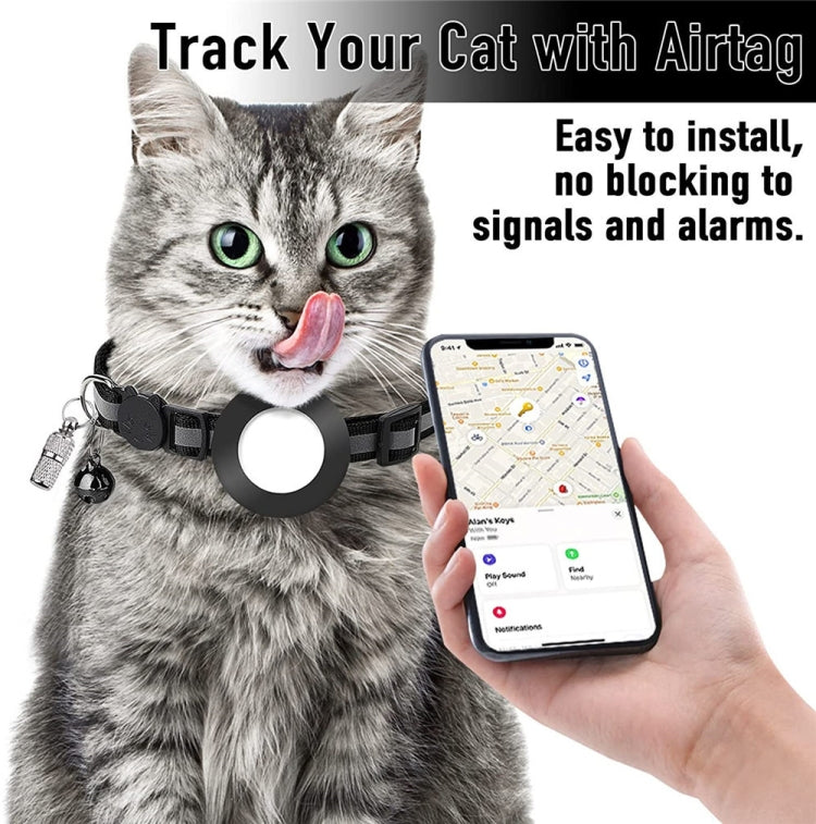 طوق معلق عنوان مضاد للضياع مع جرس للحيوانات الأليفة لجهاز AirTag الجيل الثاني / AirTag الجيل الأول، أخضر، بنفسجي، أسود، وردي، برتقالي، أزرق