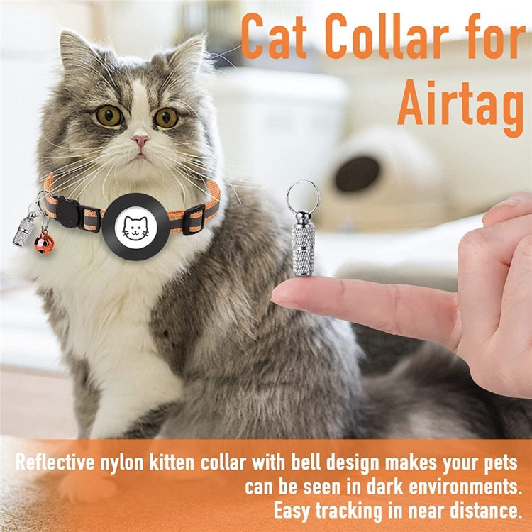 طوق معلق عنوان مضاد للضياع مع جرس للحيوانات الأليفة لجهاز AirTag الجيل الثاني / AirTag الجيل الأول، أخضر، بنفسجي، أسود، وردي، برتقالي، أزرق