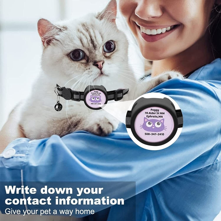 طوق عاكس للحيوانات الأليفة مع جرس لجهاز AirTag الجيل الثاني / AirTag الجيل الأول، أحمر، بنفسجي، أسود، وردي