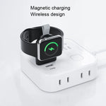 شاحن لاسلكي محمول USB بمغناطيس شفط لساعة آبل 1/2/3/4/5/6/7/SE، أبيض