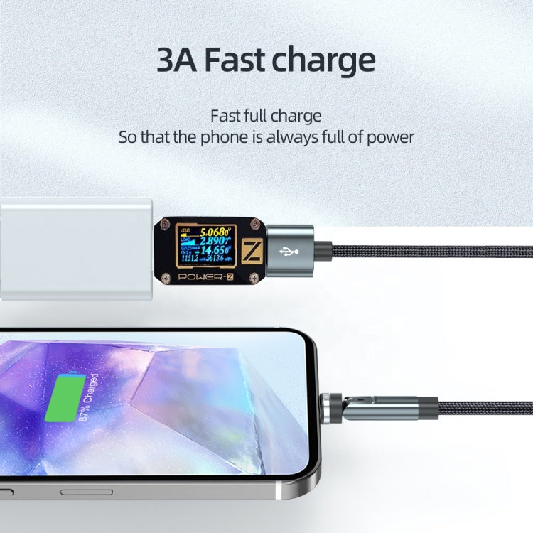 كابل بيانات شحن سريع مغناطيسي دوار CC57، الطراز: 1m + Type-C / USB-C + أحمر، 1m + Type-C / USB-C + أسود، 2m + Type-C / USB-C + أحمر، 2m + Type-C / USB-C + أسود