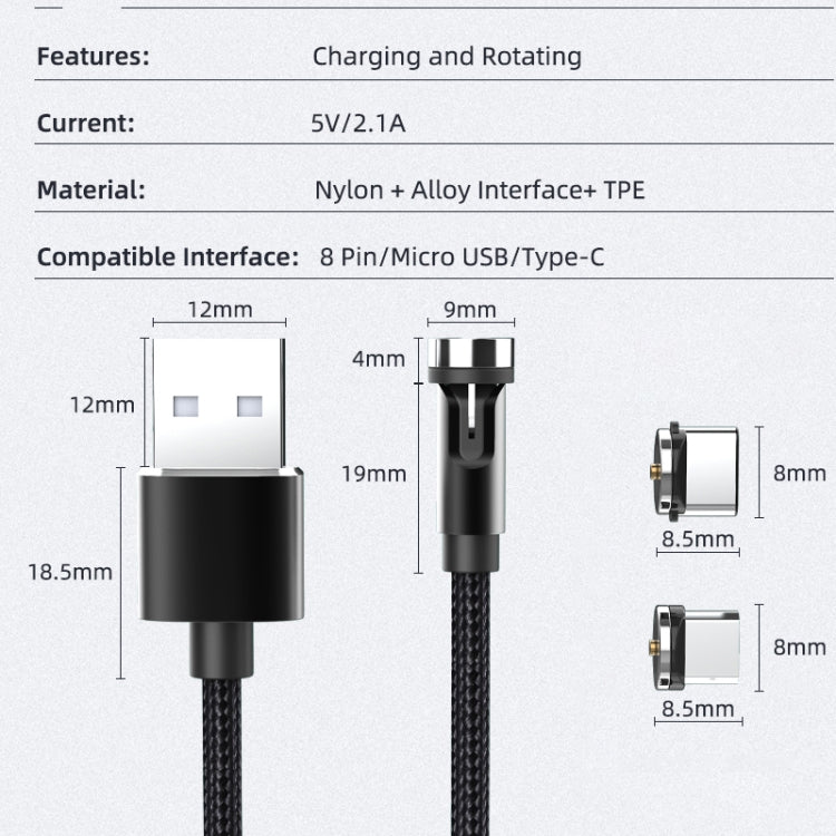 CC56 قابس غبار دوار مغناطيسي، طول الكابل: 1 متر، نمط: رأس أندرويد 1 متر، رأس Type-C / USB-C 1 متر، رأس 8Pin 1 متر، خط 1 متر + ثلاثة رؤوس، خط 1 متر، Micro USB 1 متر، Type-C / USB-C 1 متر، 1 متر + 8Pin + Type-C/USB-C + Micro USB
