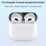 غطاء داخلي لسماعة الرأس مع ملصق واقي من الغبار لفيلم الحماية لسماعات Airpods 3، قطعتان، ألوان: أسود، ذهبي، فضي، ذهبي وردي، أحمر، أخضر، أزرق، بنفسجي