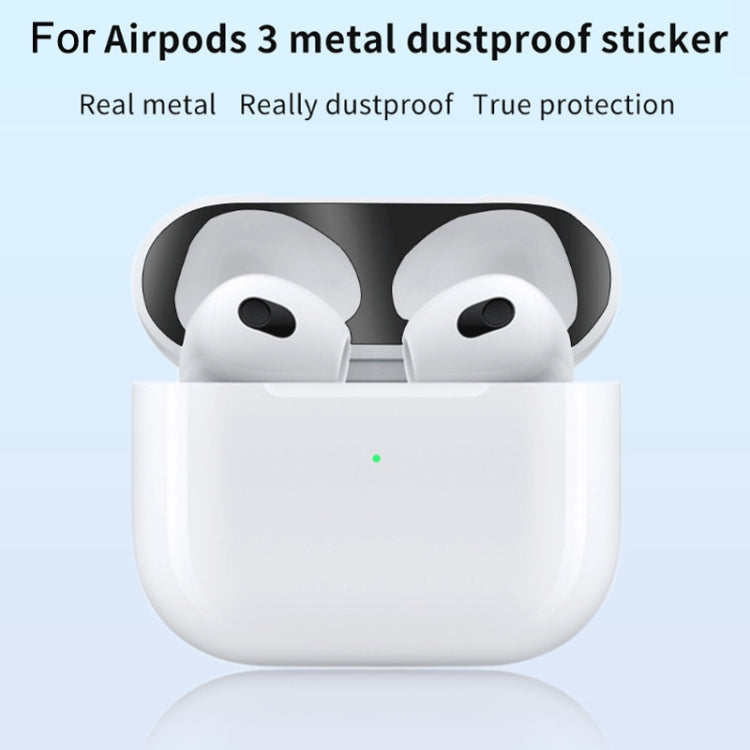 غطاء داخلي لسماعة الرأس مع ملصق واقي من الغبار لفيلم الحماية لسماعات Airpods 3، قطعتان، ألوان: أسود، ذهبي، فضي، ذهبي وردي، أحمر، أخضر، أزرق، بنفسجي