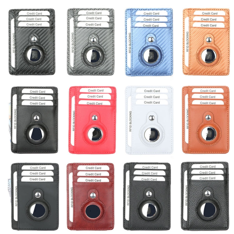 حامل بطاقات جلدي مضاد للسرقة ومضاد للفقد TQ-319 لتعقب جهاز AirTag الجيل الثاني / AirTag الجيل الأول، ألياف كربون (أسود)، ألياف كربون (رمادي)، ألياف كربون (أزرق)، ألياف كربون (بني)، نمط مسطح (أسود)، نمط مسطح (أحمر)، نمط مسطح (رمادي)