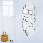 JM004 26PCS Bedroom Geometric Round Stereo Acrylic Mirror Wall Sticker, Silver, Gold
