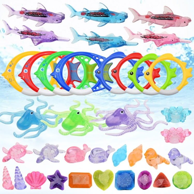 Diving Swimming Pool Toys Children Summer Water Toys, 4PCS Torpedo, 5PCS Diving Stick, 3PCS Octopus, 4PCS Hard Ring, 4PCS Soft Ring, 3PCS Small Seaweed, 3PCS Big Seaweed, 8PCS Small Stones (large), 8PCS Big Stones (small), 4PCS Sea Horses, 4PCS Sharks ...