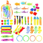Diving Swimming Pool Toys Children Summer Water Toys, 4PCS Torpedo, 5PCS Diving Stick, 3PCS Octopus, 4PCS Hard Ring, 4PCS Soft Ring, 3PCS Small Seaweed, 3PCS Big Seaweed, 8PCS Small Stones (large), 8PCS Big Stones (small), 4PCS Sea Horses, 4PCS Sharks ...