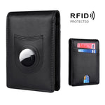 محفظة جلدية لحامل بطاقة تعقب RFID للرجال لـ AirTag الجيل الثاني / AirTag الجيل الأول، ألياف الكربون، نسج عادي