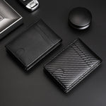 محفظة جلدية لحامل بطاقة تعقب RFID للرجال لـ AirTag الجيل الثاني / AirTag الجيل الأول، ألياف الكربون، نسج عادي