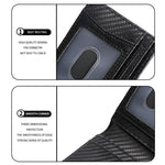 محفظة جلدية لحامل بطاقة تعقب RFID للرجال لـ AirTag الجيل الثاني / AirTag الجيل الأول، ألياف الكربون، نسج عادي