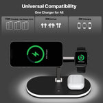 شاحن لاسلكي مكتبي من سبائك الألمنيوم 3 في 1 بقوة 15 واط UD23 للهواتف الذكية و iWatch و AirPods، UD23