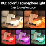 حامل هاتف بشحن لاسلكي 3 في 1 بقوة 30 واط مع ضوء ليلي RGB ووظيفة منبه، A37 30W أبيض، A37 30W أسود