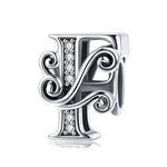 إكسسوارات خرز فضي من الزركون لصنع أساور DIY بحروف BSC030، الأنماط: A، B، C، D، E، F، G، H، I، J، K، L، M، N، O، P، Q، R، S، T، U، V، W، X، Y، Z