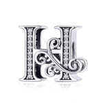 إكسسوارات خرز فضي من الزركون لصنع أساور DIY بحروف BSC030، الأنماط: A، B، C، D، E، F، G، H، I، J، K، L، M، N، O، P، Q، R، S، T، U، V، W، X، Y، Z