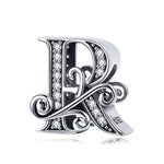 إكسسوارات خرز فضي من الزركون لصنع أساور DIY بحروف BSC030، الأنماط: A، B، C، D، E، F، G، H، I، J، K، L، M، N، O، P، Q، R، S، T، U، V، W، X، Y، Z