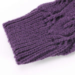 Winter Men and Women Knitted Jacquard Leaves Cycling Warm Fingerless Wool Gloves, Purple, Black, White, Jujube, Shallow Gray, Coffee, Deep Gray