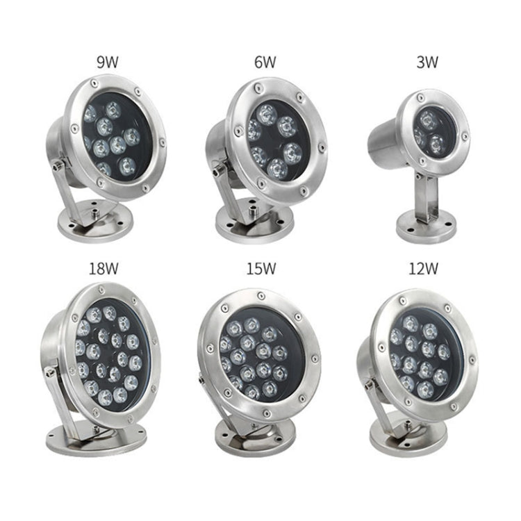 مصباح LED تحت الماء لحوض السباحة وبركة الأسماك والنافورة، مقاوم للماء، 3 واط، 6 واط، 9 واط، 12 واط، 18 واط، 24 واط