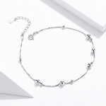 سوار كاحل فضة S925 مطلي بالذهب الأبيض، SCT005