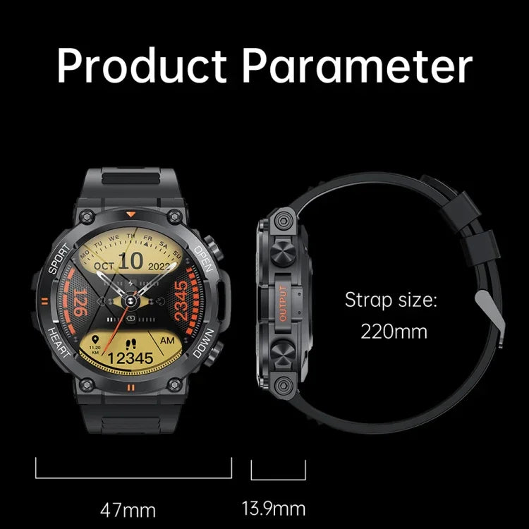 ساعة K56Pro الذكية بقياس 1.39 بوصة لمراقبة معدل ضربات القلب/ضغط الدم/أكسجين الدم مع مكالمات ذكية