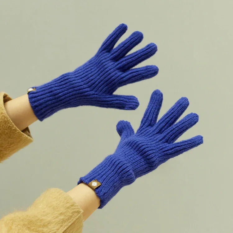 227-A0124 Wool Knit Striped Warm Touchscreen Gloves Winter Warm Cycling Gloves