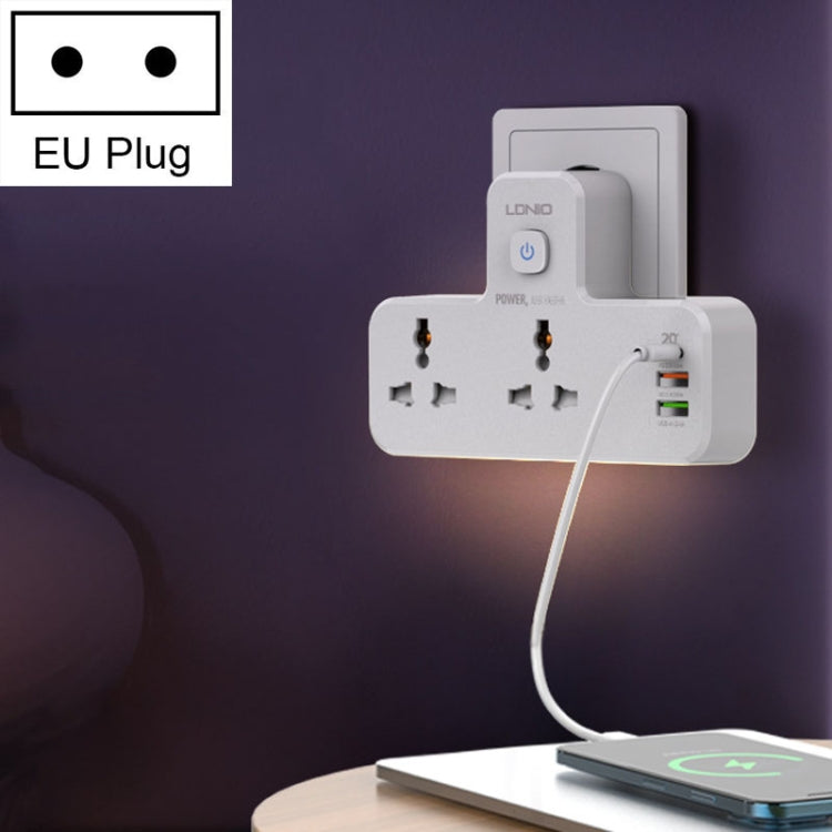 مقبس شحن سريع منزلي متعدد الوظائف LDNIO SC2311 20 واط PD+QC 3.0 مع وظيفة إضاءة ليلية، المواصفات: قابس الاتحاد الأوروبي، قابس المملكة المتحدة، قابس الولايات المتحدة