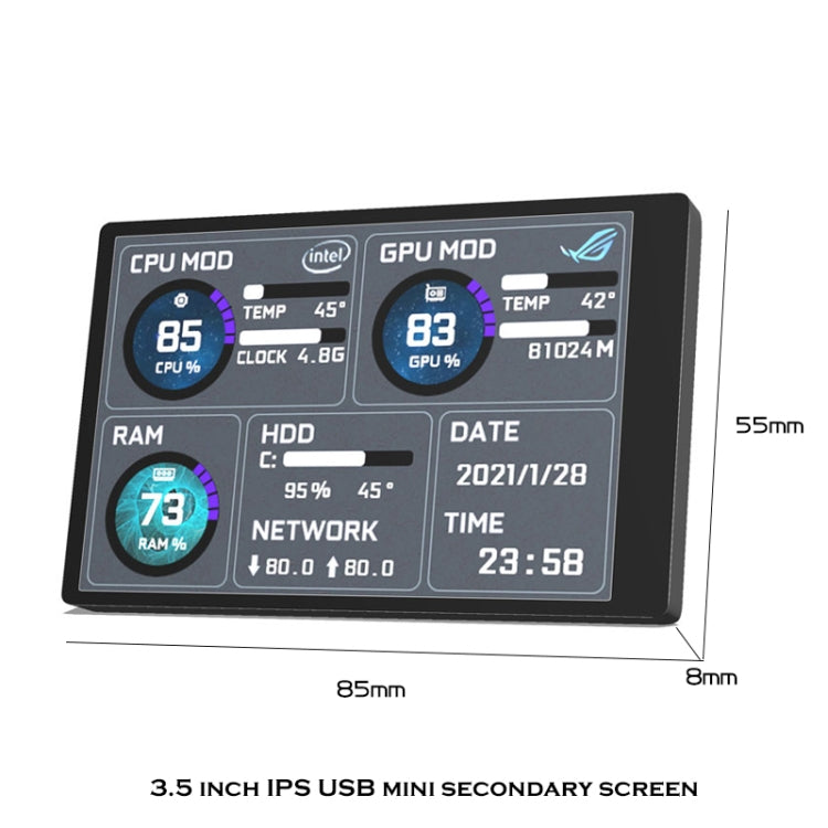 شاشة كمبيوتر مقاس 3.5 بوصة IPS عرض كامل، هيكل USB، شاشة نائب، المجموعة 1 (أسود)، المجموعة 1 (أبيض)، المجموعة 2 (أسود)، المجموعة 2 (أبيض)، المجموعة 3 (أسود)، المجموعة 3 (أبيض)