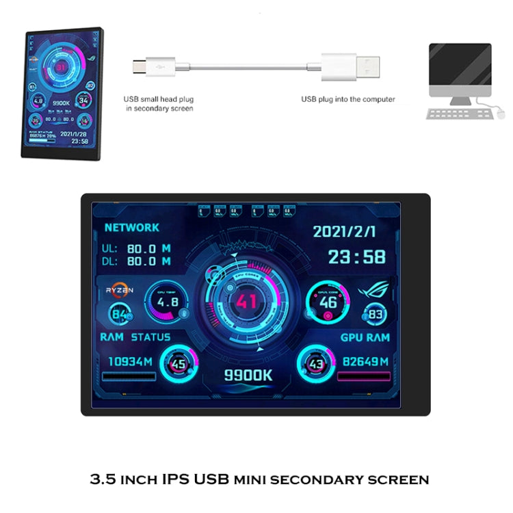 شاشة كمبيوتر مقاس 3.5 بوصة IPS عرض كامل، هيكل USB، شاشة نائب، المجموعة 1 (أسود)، المجموعة 1 (أبيض)، المجموعة 2 (أسود)، المجموعة 2 (أبيض)، المجموعة 3 (أسود)، المجموعة 3 (أبيض)