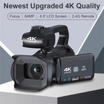 كاميرا فيديو رقمية محمولة بشاشة لمس 4 إنش بدقة 64 ميجابكسل، 4K 16G، 4K 32G، 4K 64G