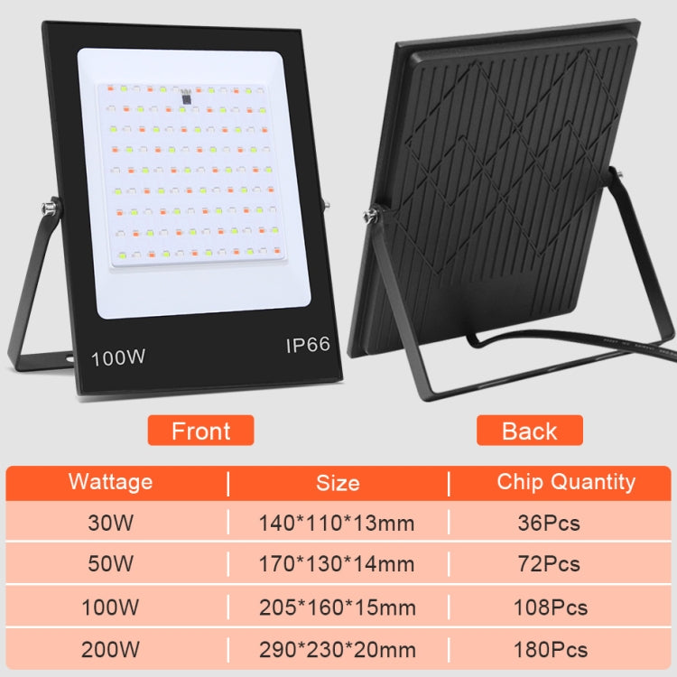 كشاف LED ملون متغير RGB مع جهاز تحكم عن بعد، 30 واط، 100 واط