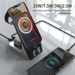 شاحن لاسلكي مغناطيسي 6 في 1 مع وظيفة الساعة بقوة 15 واط للهاتف لـ iWatch / AirPods، H27