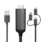 كابل دونجل HDTV بدقة 1080P، توصيل وتشغيل HDMI مع شاشة، LD36 8 دبابيس + مايكرو USB + نوع-C / USB-C إلى HDMI