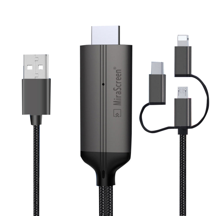 كابل دونجل HDTV بدقة 1080P، توصيل وتشغيل HDMI مع شاشة، LD36 8 دبابيس + مايكرو USB + نوع-C / USB-C إلى HDMI