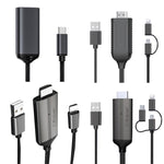 كابل دونجل HDTV بدقة 1080P، توصيل وتشغيل HDMI مع شاشة، LD36 8 دبابيس + مايكرو USB + نوع-C / USB-C إلى HDMI