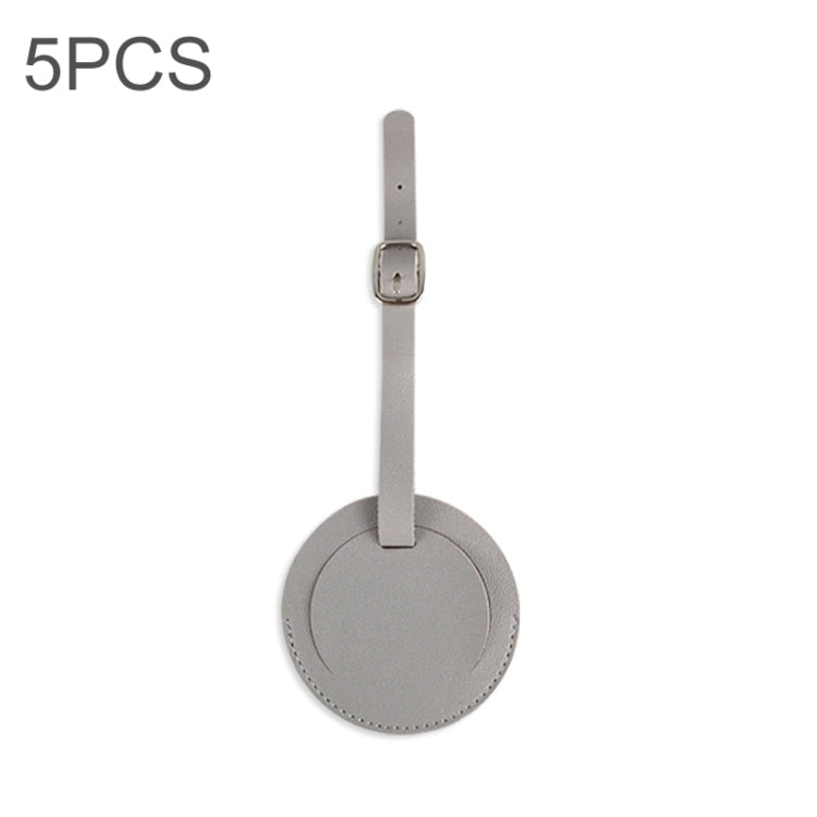 5 PCS Soft-Surface Leather Stitched Round Boarding Pass Luggage Tag
