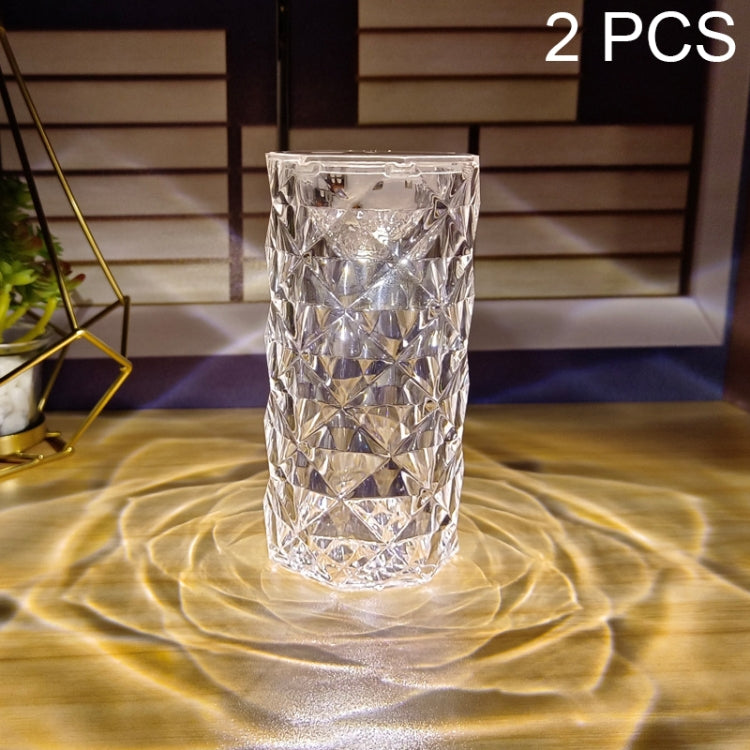 2 قطعة SF-001A ضوء محيط وردي 1.5 فولت مصباح مكتب كريستالي LED بجانب السرير، 2 قطعة ضوء أصفر بدون مرطب، 2 قطعة ضوء أبيض بدون مرطب