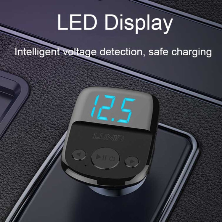 LDNIO C706Q QC3.0+AUTO-ID Car Bluetooth FM Music Digital Display Car Charger, with Micro USB Cable, with 8 Pin Cable, with Type-C/USB-C Cable